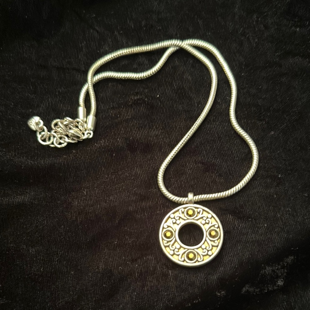 Retired Brighton Silver Necklace with Gold-Tone Pendant